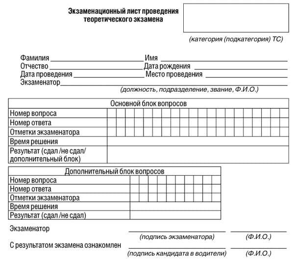 купить лист сдачи теоретического экзамена ПДД в Норильске